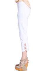 CROP PANT with POCKETS & STRAP HEM VENTS - White